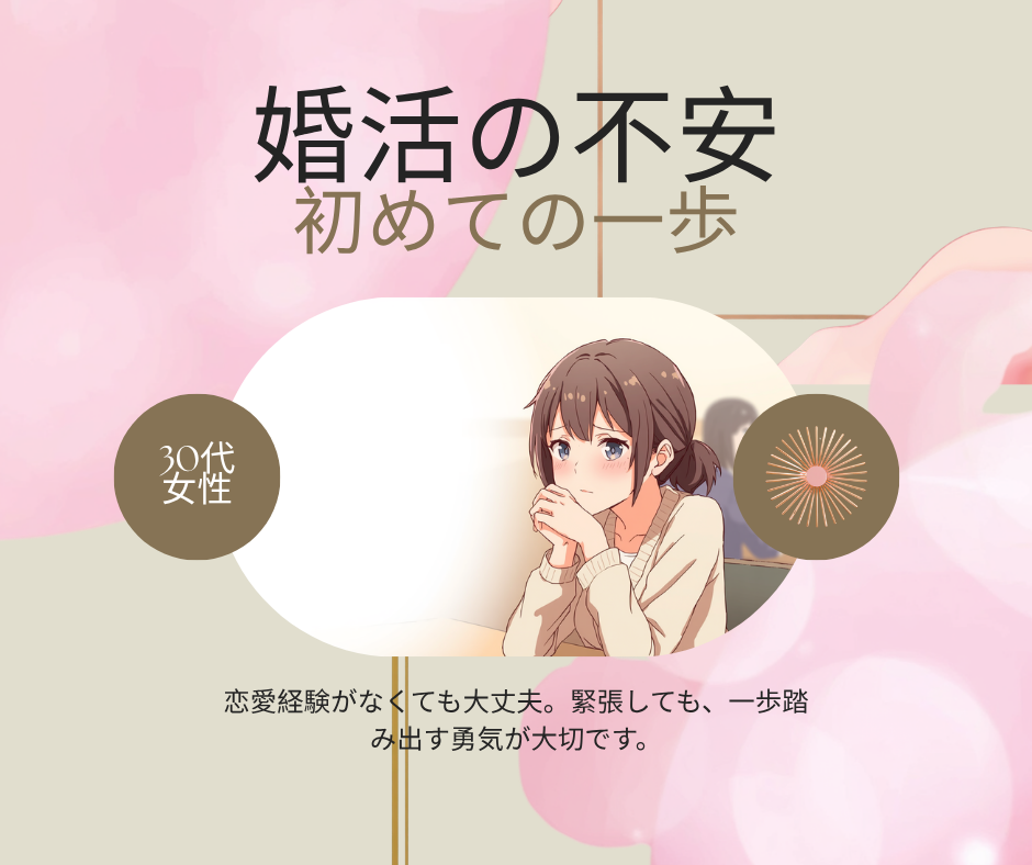 緊張する婚活女性のアニメ風横長.png